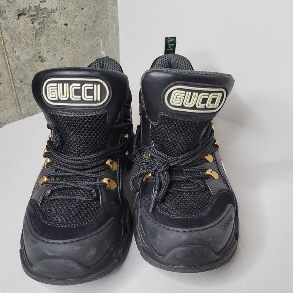 Men's EUC Black Gucci Flashtrek 543149 Italian Sneakers SZ 8 - Picture 2 of 9